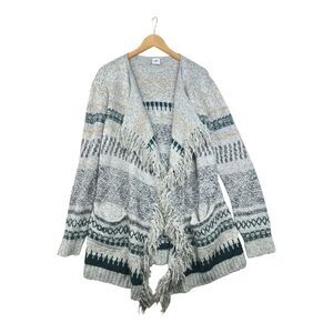 Cabi Shetland‎ Fringe Waterfall Open Cardigan size Small Multicolor